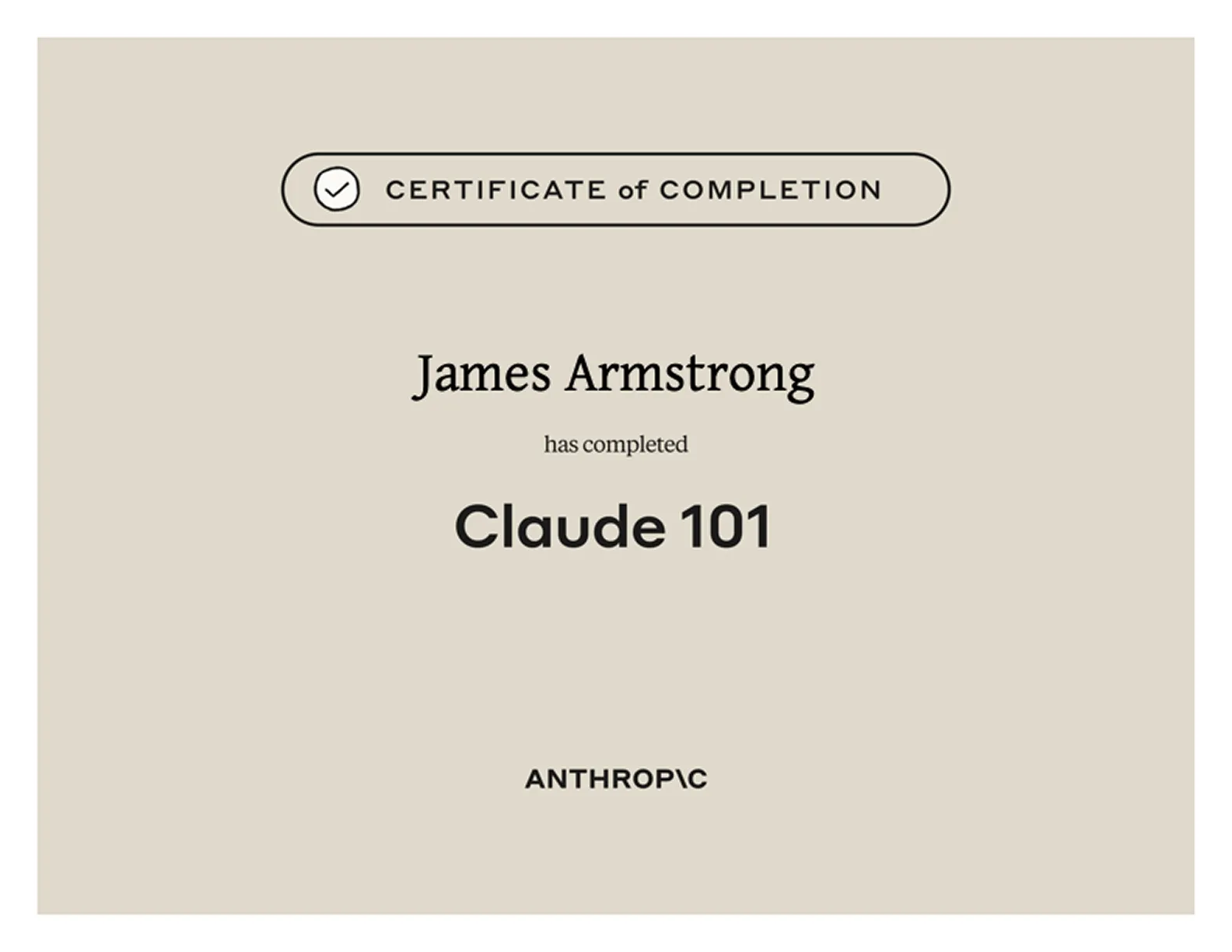 Claude 101 certificate