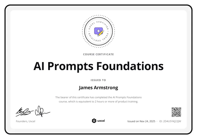 AI Prompts Foundations certificate